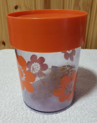 Vintage Erik Kold muovipurkki 6050 oranssi kannella