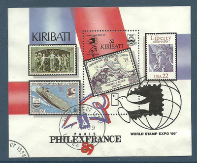 FILATELIA-AIHE postimerkkiaiheinen blokki KIRIBATI 1989