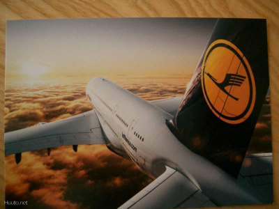 Postikortti Lufthansa Airbus A380