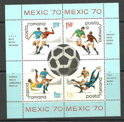 JALKAPALLO urheiluaiheinen blokki ROMANIA 1970 **
