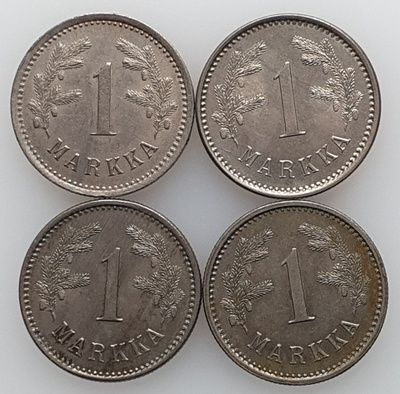 4x 1 Markka 1921-1924 - hyväkuntoinen sarja!