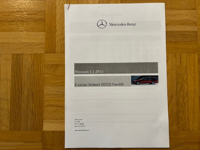 Hinnasto Mercedes E-sarja farmari S212 2016 Veho 1.1.2016