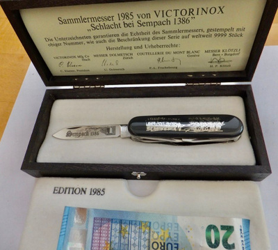 Linkkari Sveitsi Victorinox 1985 Sempach Taistelu 1386 UPEA