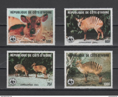 (S1819) IVORY COAST, 1985 (WWF. Zebra Duiker). Mi ## 881-884