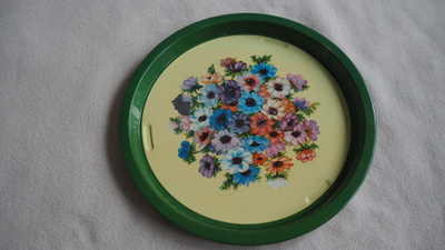 WANHA PELTITARJOTIN halk. 29 cm, VINTAGE