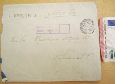 VANHA Kuori Kenttäposti 1. KKK/JR17. 22.1.1940 Talvisota