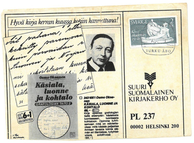 Turku Navire leima vastauslipuke Ruotsista Suomeen 1985