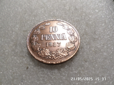 10 penniä 1917 LYÖNTIKIILTOINEN NIKOLAI ii ,