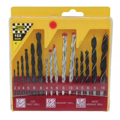 Benson Tools Poranteräsarja, puu/kivi/metalli, 16 poranterää