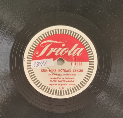 Savikiekko 1952 - Tapio Rautavaara - Triola T 4038
