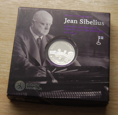 SUOMI: 10€ 2015 Jean Sibelius -juhlaraha Proof