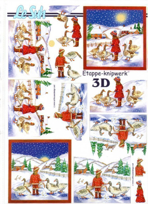3D KUVA "°TYTTÖ & ANKAT LUMISATEESSA"° /Le Suh