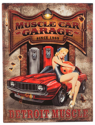 METALLIKYLTTI 25 X 33CM MUSCLE CAR GARAGE	(49 137)	(met-201)