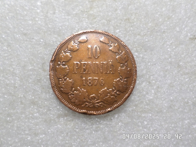 10  penniä  1876  pieni  kutonen , kl 8  .