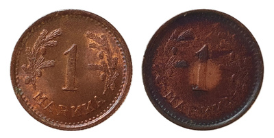 Suomi 2x 1 Markka 1950 Cu