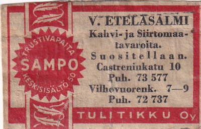 Helsinki , V. Eteläsalmi, Sampo. Tulitikku Oy  4/1