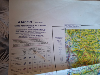Ajaccio No. 7 ILMAILUKARTTA 1:500 000 OACI (ICAO). 1974