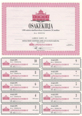 OKK 1993 Lappeenrannan Panimo Oy, Lappeentanta osakekirja
