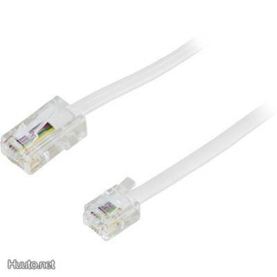 Deltaco modulaarikaapeli 8P4C(RJ45) - 6P4C(RJ11), 3m, valk.