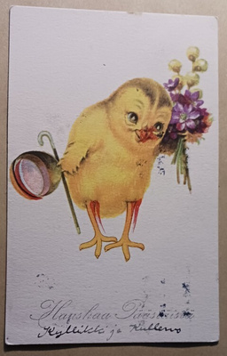 Kohtelias tipuherra tuo Pääsiäiskukkia, p. 1938
