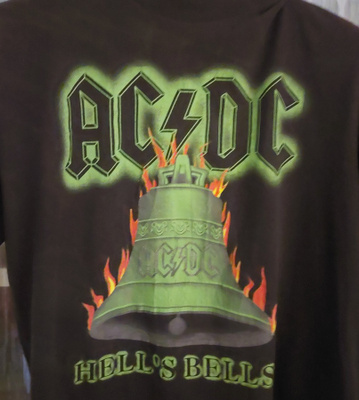 Bändipaita AC/DC: Hell's Bells  vihreä kello  koko M