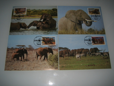 Ensipäivänkortti WWF 4 kpl Uganda 1983