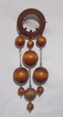 Aarikka vintage rintakoru 12 cm - ruskeat puuhelmet