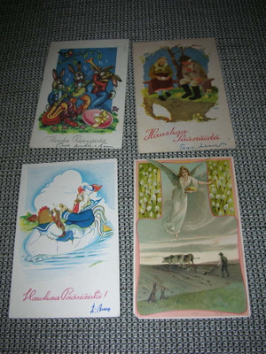 vanhoja pääsiäiskortteja 40-50-luku