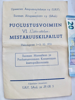 VANHA Ohjelma Upseerien Ampumayhdistys Mestaruuskisat 1951