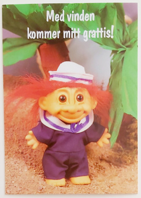 "Med vinden kommer mitt grattis!"-KULKEMATON POSTIKORTTI