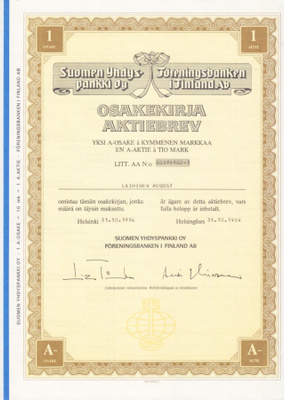 OKK Suomen Yhdyspankki Oy SYP Helsinki 1984