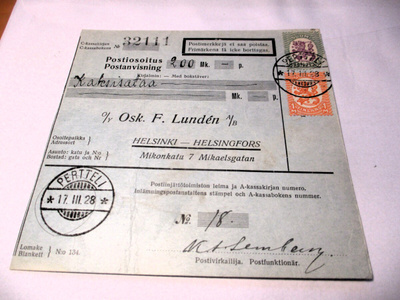 1928 Pertteli postiosoitus