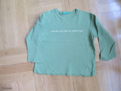 BENETTON oliivinvihreä pitkähihainen paita koko 92