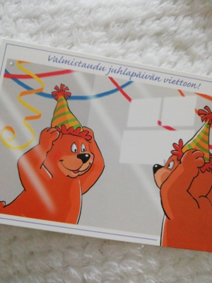 Piirroskortti nalle ja juhlapäivä