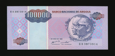 Angola 100 000 Kwanzas Reajustados 1995 P-139, UNC
