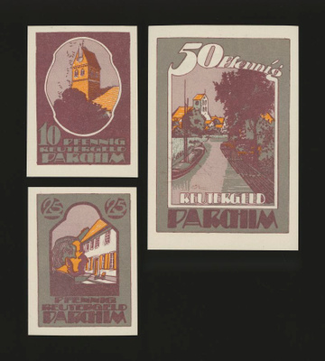 Saksa Notgeld 10, 25, 50 Pfg, Parchim 1922