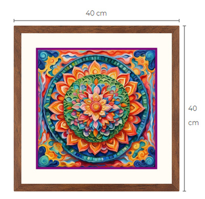 Uusi Mandala taulu koko 40 cm x 40 cm kehyksineen