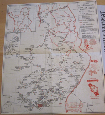 VANHA Kartta Suomen Kulkuneuvot 1948 Omega Kello Mainos ym