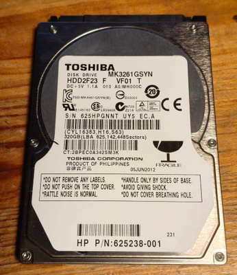 320GB 2,5" Kiintolevy