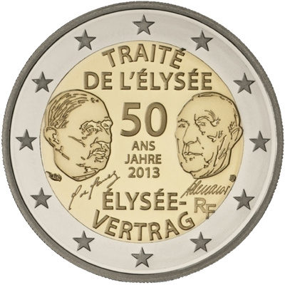 ** RANSKA 2€ 2013 Elysee-sopimus pillerissä **