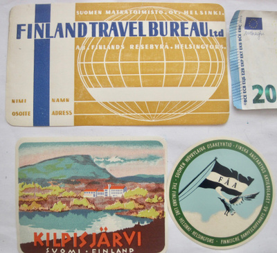 3 MatkalaukkuMerkkiä Tarraa Lappi Kilpisjärvi FÅA ym 1950-l