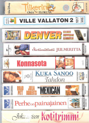 Vhs elokuvia 1e/kpl