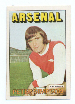 Purkkakuva Jalkapallo n:o 177 PETER SIMPSON. Arsenal