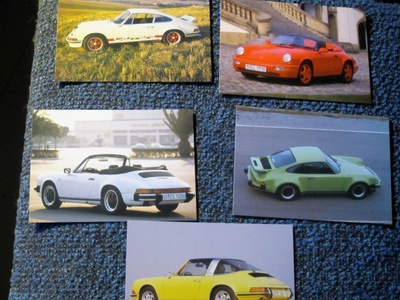Porsche-autoista postikortteja 5 kpl