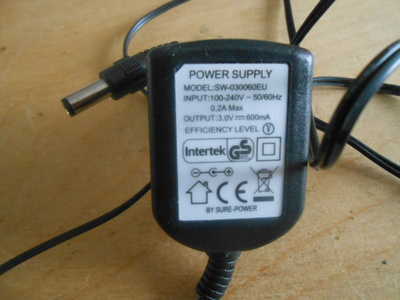 AC/DC Power Supply, laturi, Out: 3V