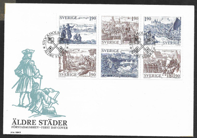 Ruotsi - Äldre städer 1984 FDC (Fac. 1311-1316)