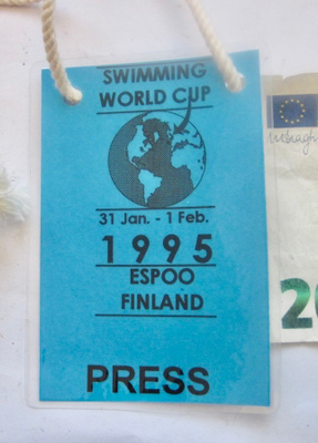 VANHA Kisapassi Uinti MM-Cup 1995 Espoo Lehdistö