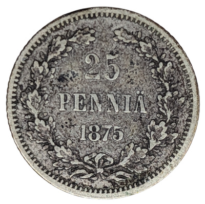 25 Penniä 1875 hopeaa