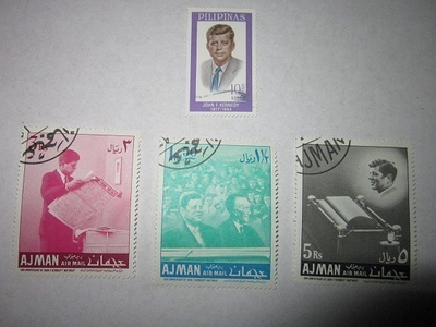 POSTIMERKKEJÄ  JOHN.F. KENNEDY   4 kpl