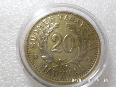 20 mk 1937 alumiinipronssia kulkematon komee,